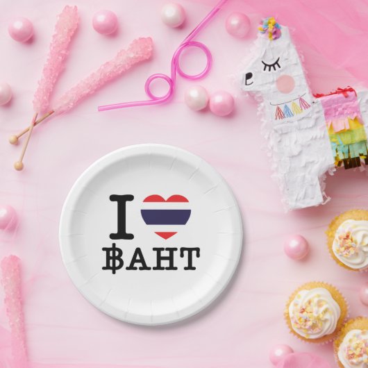 I Heart (Love) Baht Papieren Bordje (Feest)