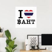 I Heart (Love) Baht Poster (Thuiskantoor)