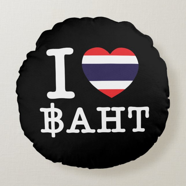 I Heart (Love) Baht Rond Kussen (Voorkant)