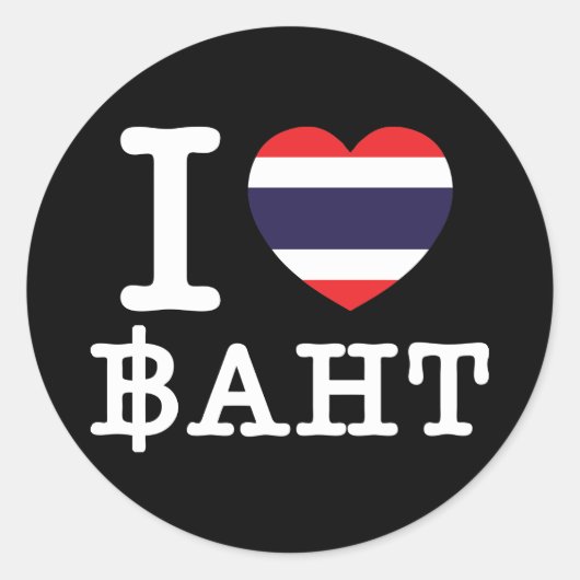 I Heart (Love) Baht Ronde Sticker (Voorkant)