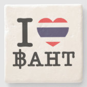 I Heart (Love) Baht Stenen Onderzetter (Voorkant)