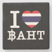 I Heart (Love) Baht Stenen Onderzetter (Voorkant)