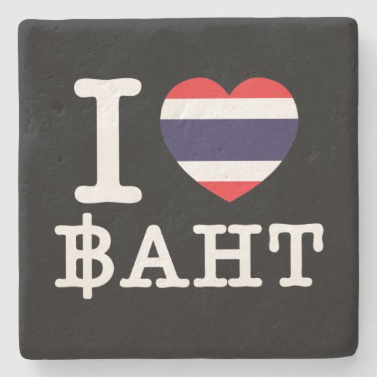 I Heart (Love) Baht Stenen Onderzetter (Voorkant)