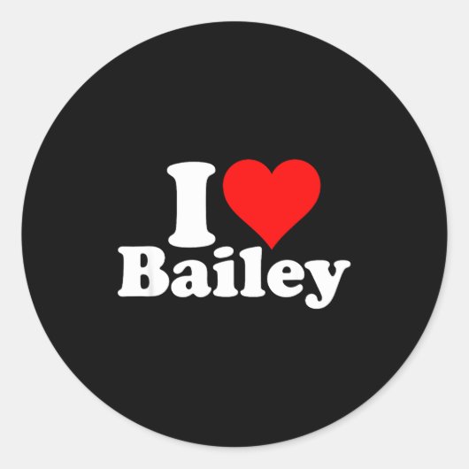 I Heart Love Bailey Ronde Sticker (Voorkant)