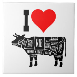 I Heart Love Beef Butcher Chef Cook Tegeltje
