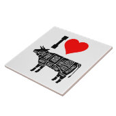 I Heart Love Beef Butcher Chef Cook Tegeltje (Zijkant)