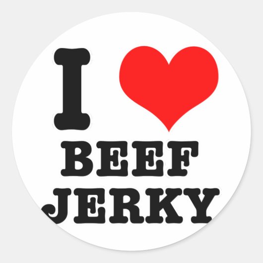 I HEART (LOVE) beef jerky Ronde Sticker (Voorkant)