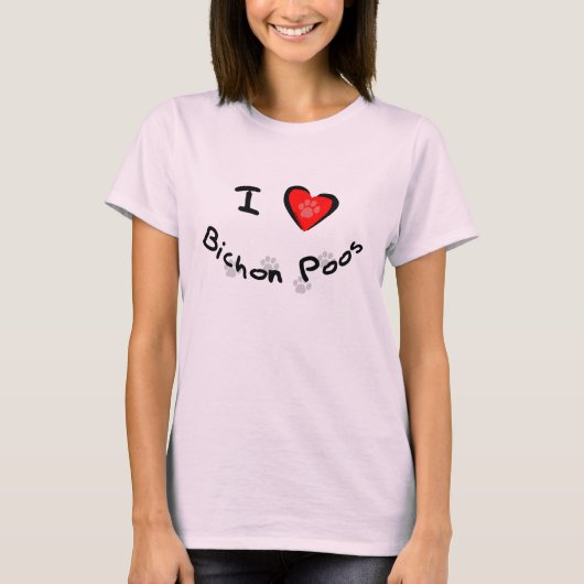 I Heart - Love Bichon Poos T-shirt (Voorkant)