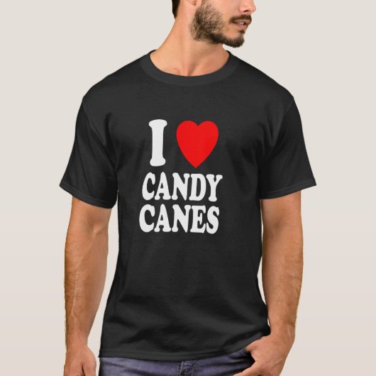 I Heart Love Candy Canes Winter Peppermint Christm T-shirt (Voorkant)