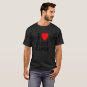 I Heart Love Candy Canes Winter Peppermint Christm T-shirt (Voorkant volledig)