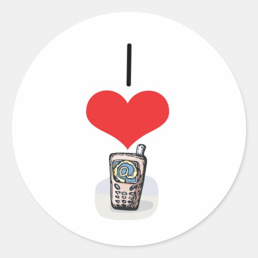I Heart (Love) Cell Phones  Ronde Sticker (Voorkant)