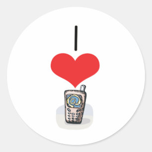 I Heart (Love) Cell Phones  Ronde Sticker