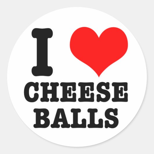 I HEART (LOVE) CHEESBALLEN RONDE STICKER (Voorkant)