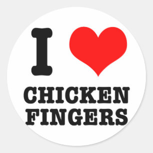 I HEART (LOVE) CHICKEN FINGERS RONDE STICKER