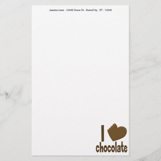 I Heart Love Chocolate Briefpapier (Voorkant)