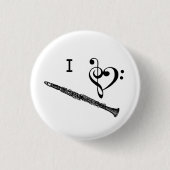 I Heart Love Clarinet Music Button (Voorkant)