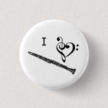 I Heart Love Clarinet Music Button