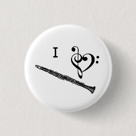 I Heart Love Clarinet Music Button