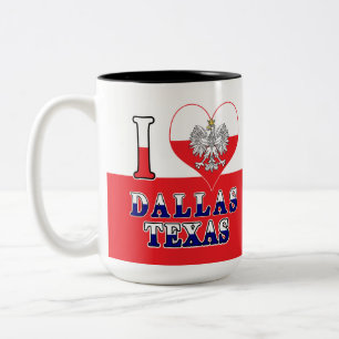 I Heart Love Dallas Texas Tweekleurige Koffiemok