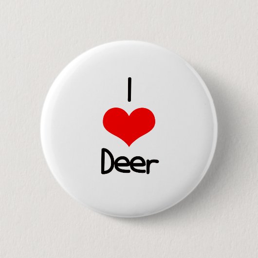 I Heart (Love) Deer Ronde Button 5,7 Cm (Voorkant)