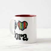 I Heart (Love) Dora Tweekleurige Koffiemok (Voorkant links)