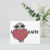 I Heart Love Earth Alien Briefkaart (Staand voorkant)