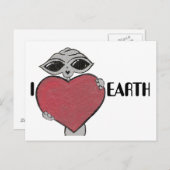 I Heart Love Earth Alien Briefkaart (Voorkant / Achterkant)