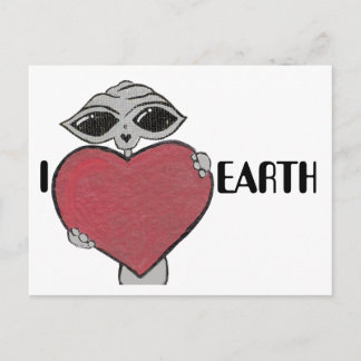 I Heart Love Earth Alien Briefkaart