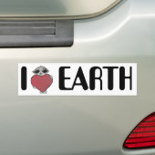 I Heart Love Earth Alien Bumpersticker (Op auto)