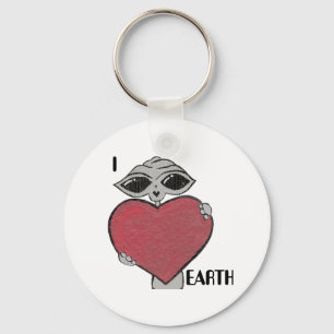 I Heart Love Earth Alien Sleutelhanger