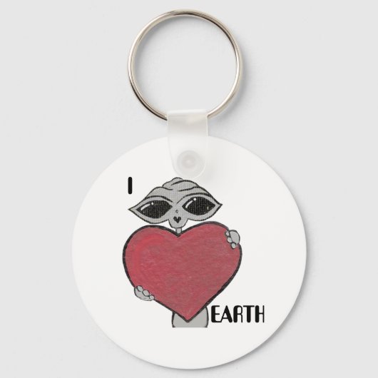 I Heart Love Earth Alien Sleutelhanger (Voorkant)