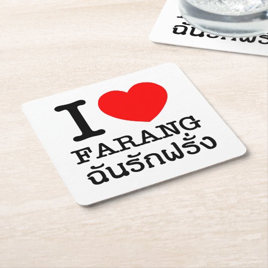 I Heart (Love) Farang Kartonnen Onderzetters (Schuin)