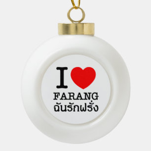 I Heart (Love) Farang Keramische Bal Ornament