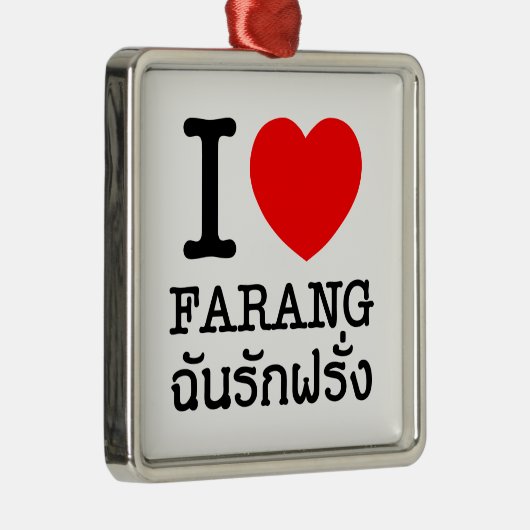I Heart (Love) Farang Metalen Ornament (Rechts)