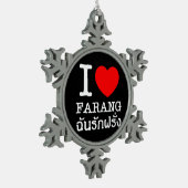 I Heart (Love) Farang Tin Sneeuwvlok Ornament (Links)