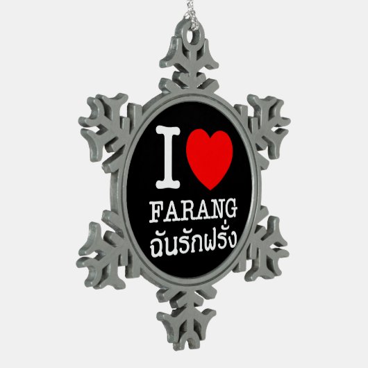 I Heart (Love) Farang Tin Sneeuwvlok Ornament (Links)
