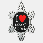 I Heart (Love) Farang Tin Sneeuwvlok Ornament (Rechts)