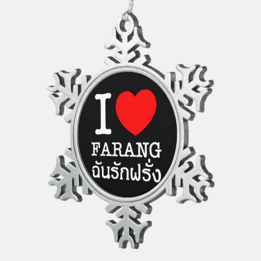 I Heart (Love) Farang Tin Sneeuwvlok Ornament (Rechts)
