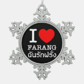 I Heart (Love) Farang Tin Sneeuwvlok Ornament (Voorkant)
