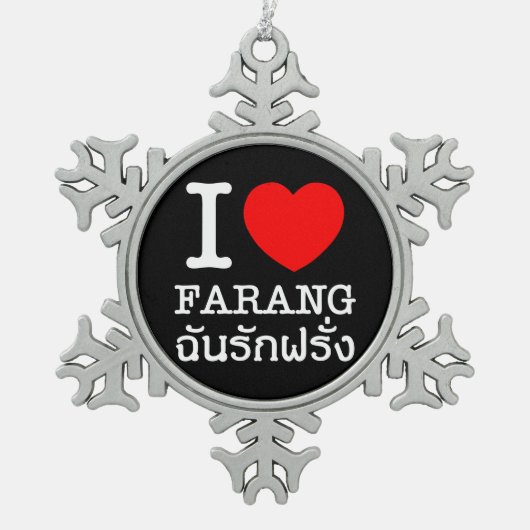 I Heart (Love) Farang Tin Sneeuwvlok Ornament (Voorkant)