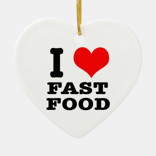 I HEART (LOVE) fast food Keramisch Ornament (Voorkant)