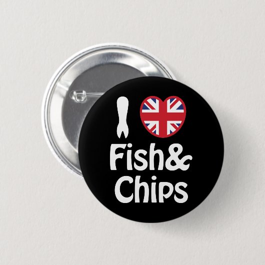 I Heart [Love] Fish & Chips Button (Voorkant /achterkant)