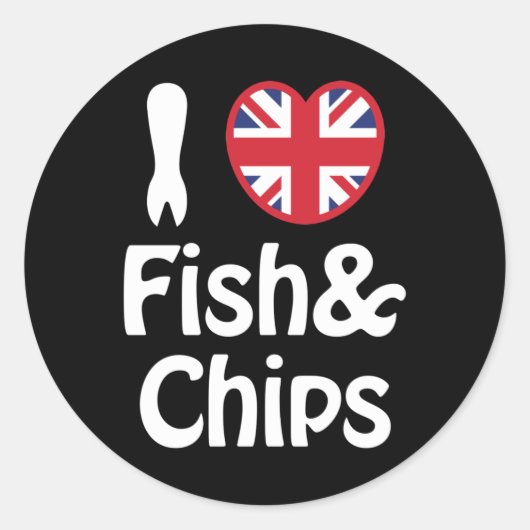I Heart [Love] Fish & Chips Classic Round Sticker (Voorkant)