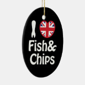 I Heart [Love] Fish & Chips Keramisch Ornament (Rechts)