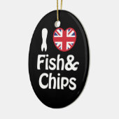 I Heart [Love] Fish & Chips Keramisch Ornament (Links)