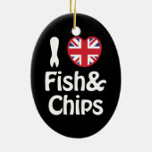 I Heart [Love] Fish & Chips Keramisch Ornament (Achterkant)