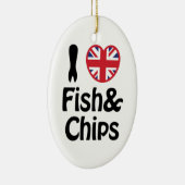 I Heart [Love] Fish & Chips Keramisch Ornament (Rechts)