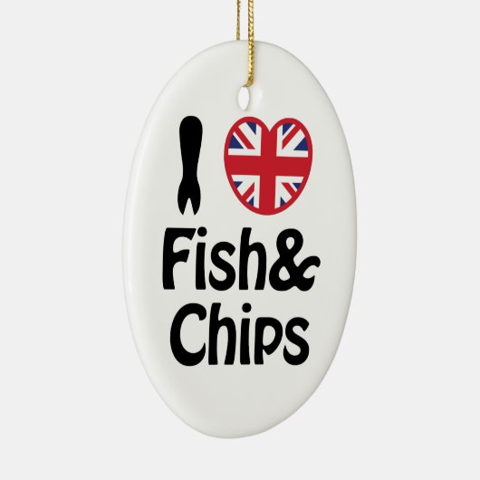I Heart [Love] Fish & Chips Keramisch Ornament (Rechts)