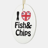 I Heart [Love] Fish & Chips Keramisch Ornament (Links)