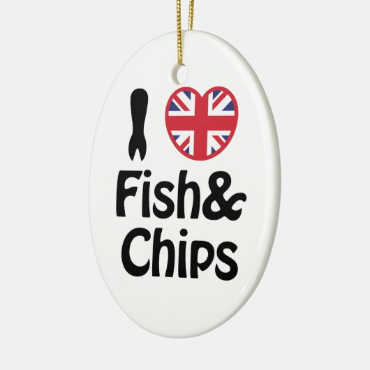 I Heart [Love] Fish & Chips Keramisch Ornament (Links)